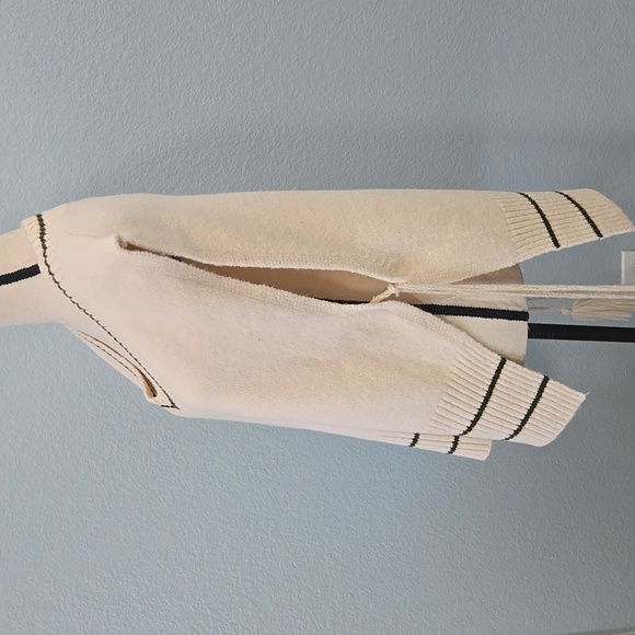 NWT FREE PEOPLE All Star Stripe Poncho Cream Knit Sweater Vest Dark Stripes OS - Picture 5 of 13